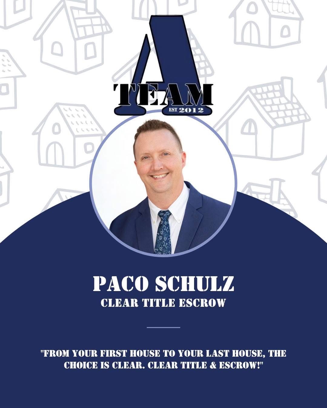 A-Team Member Image, Paco Schulz, Clear Title Escrow
